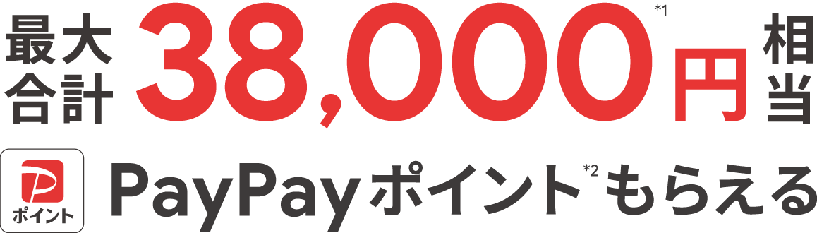 最大合計38,000円相当 PayPayポイントもらえる