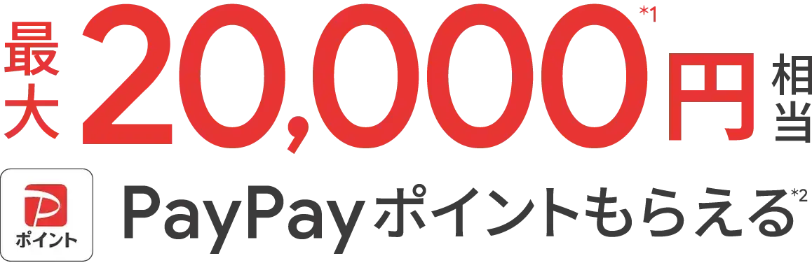 最大20,000円相当 PayPayポイントもらえる